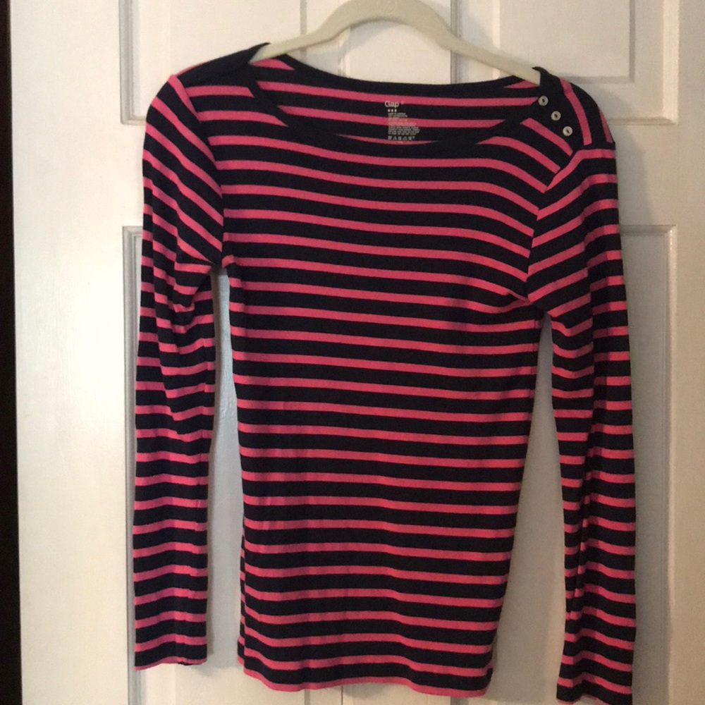 Navy Blue and Pink Striped Gap Shirt